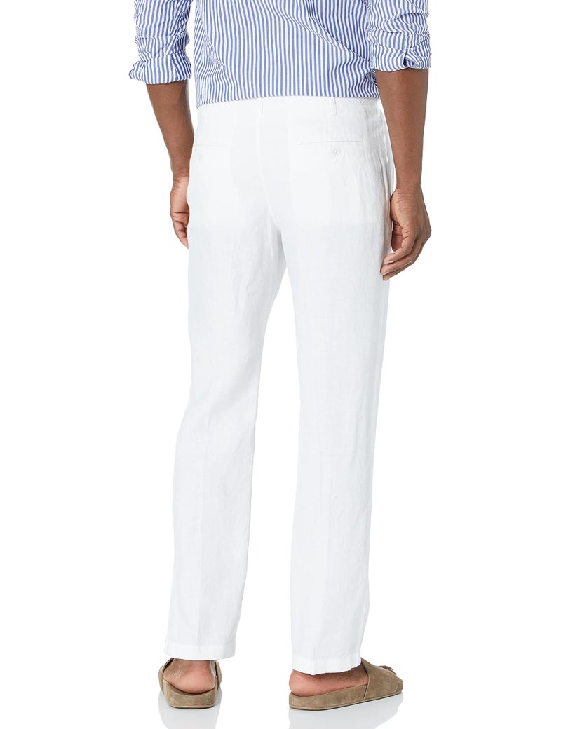 Perry Ellis Men's 100% Linen Drawstring Casual Pants For Men, Regular Fit, Lightweight (Waist Size 29-54 Big & Tall), Bright White, 33W x 32L - Image 2
